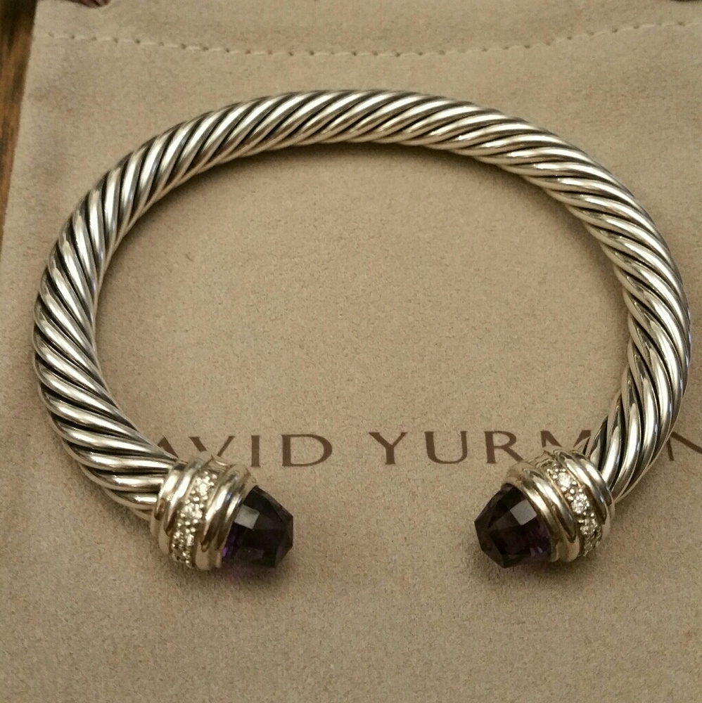 David Yurman Amethyst & Pave Diamond Cuff